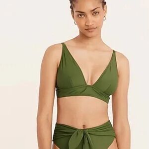 J. Crew Plus Size Tie-front bikini top + High-cut waist bikini bottom Safari 2X